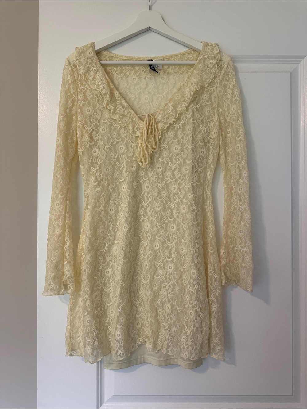 H&M butter yellow Lace Mini Dress
